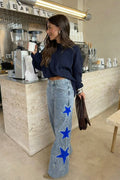 Melody | Jeans Casual rectos de estrellas azules