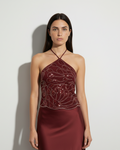 Top Halter Burdeos