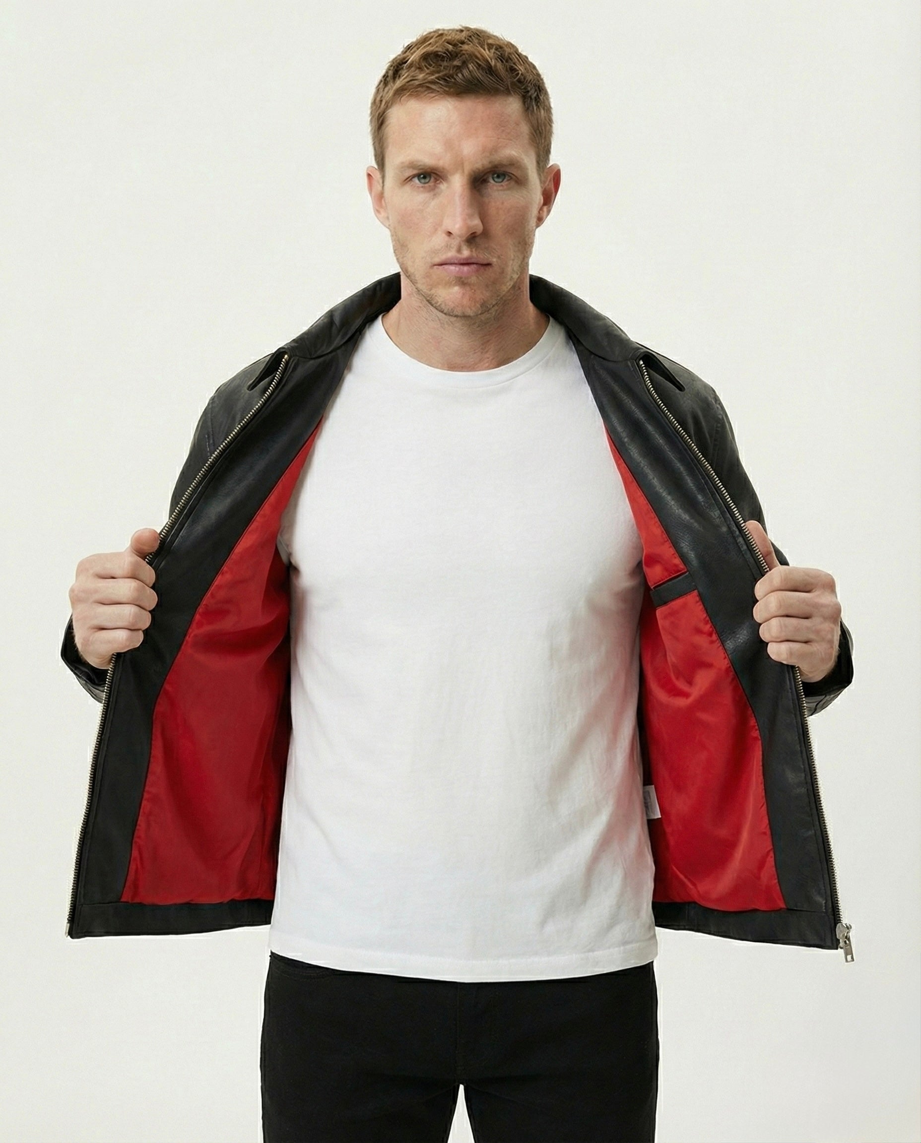 Chaqueta Efecto Piel con Forro a Contraste