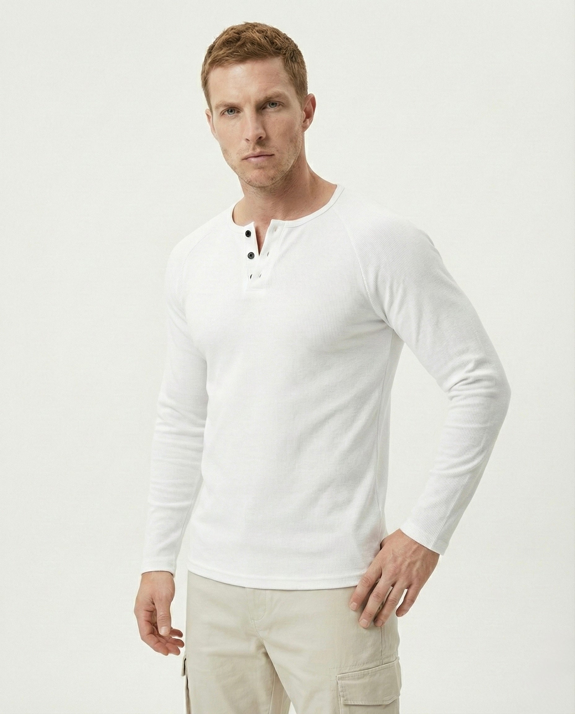 Camiseta "Henley" Premium de Punto Acanalado