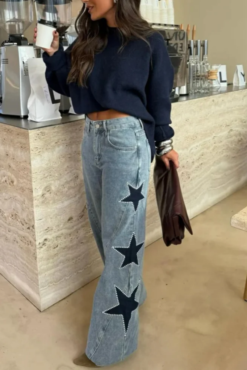 Melisa | Jeans Casual rectos de estrellas
