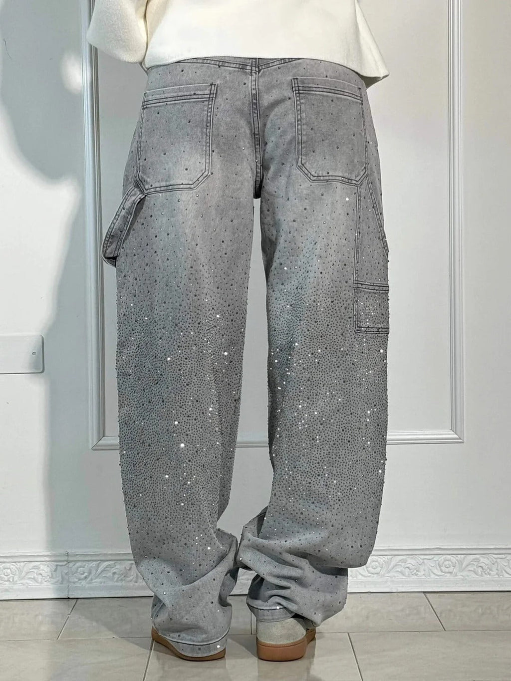 Sara | Jeans anchos con brillantes